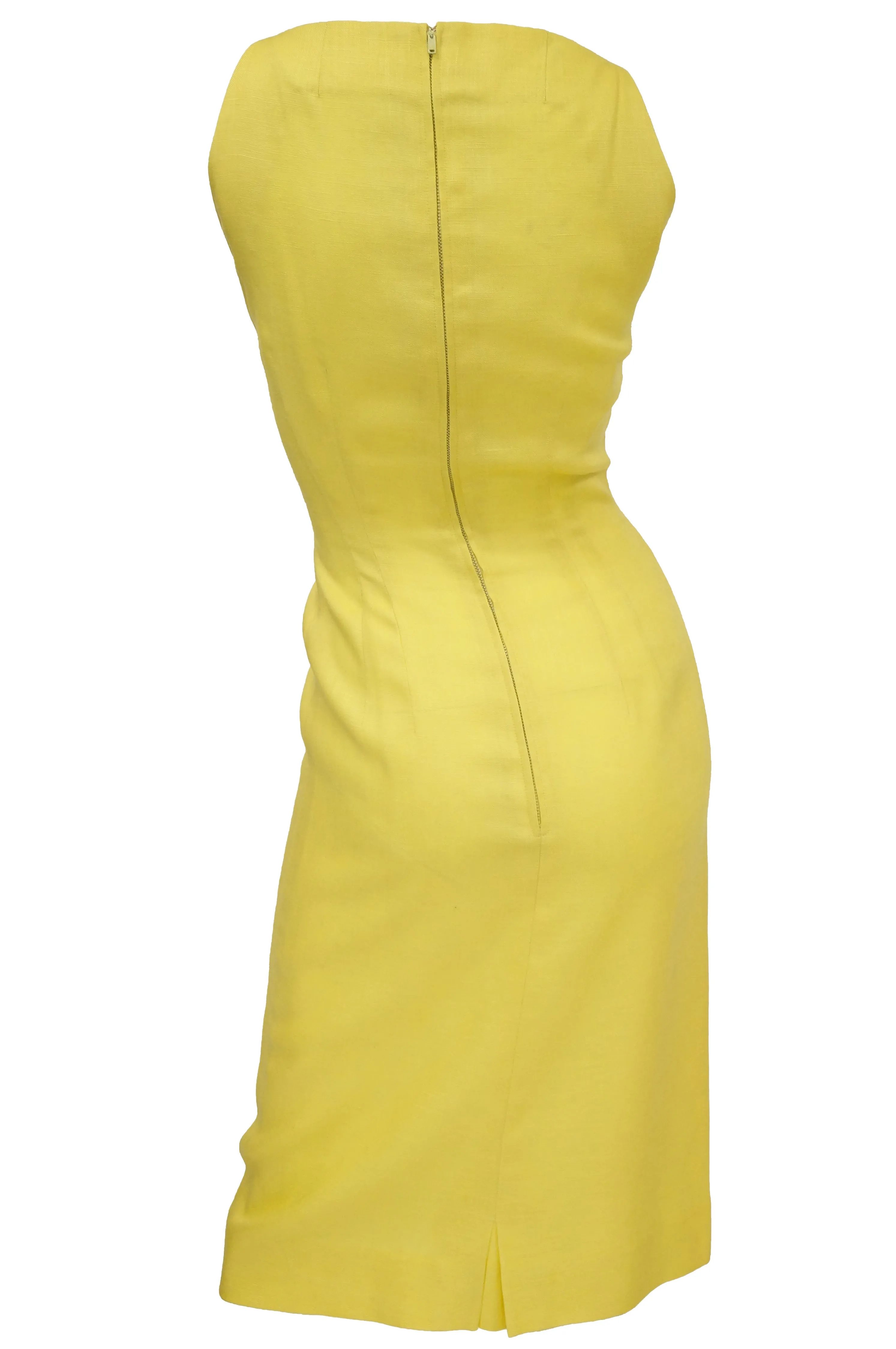 1970s Oleg Cassini Lace Up Color Blocked Sheath Dress