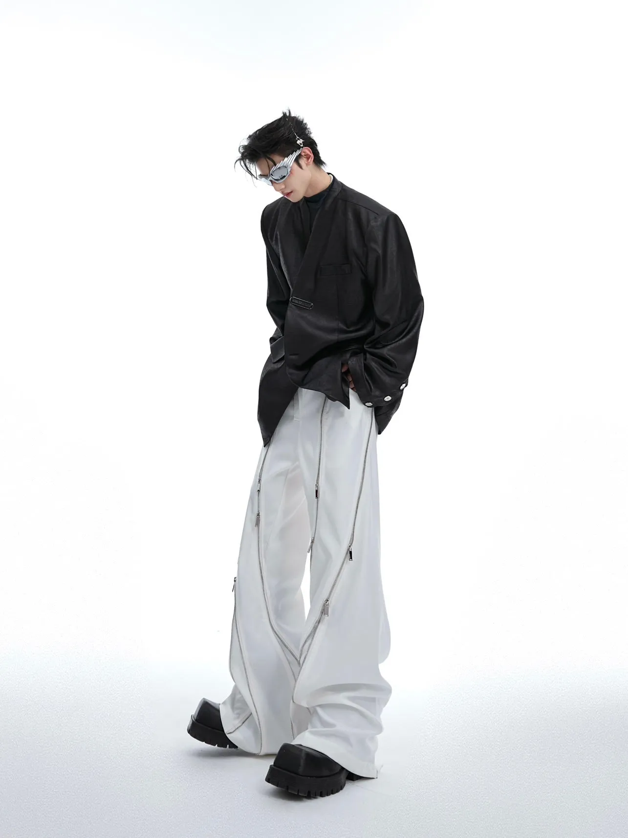 【24s July.】Pioneer Deconstructed Metal Zipper Tailored Pants