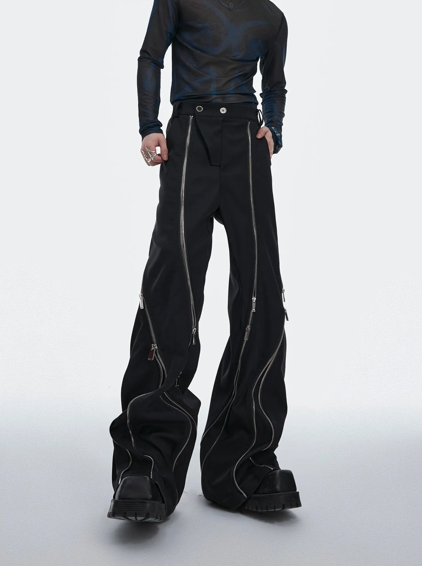 【24s July.】Pioneer Deconstructed Metal Zipper Tailored Pants