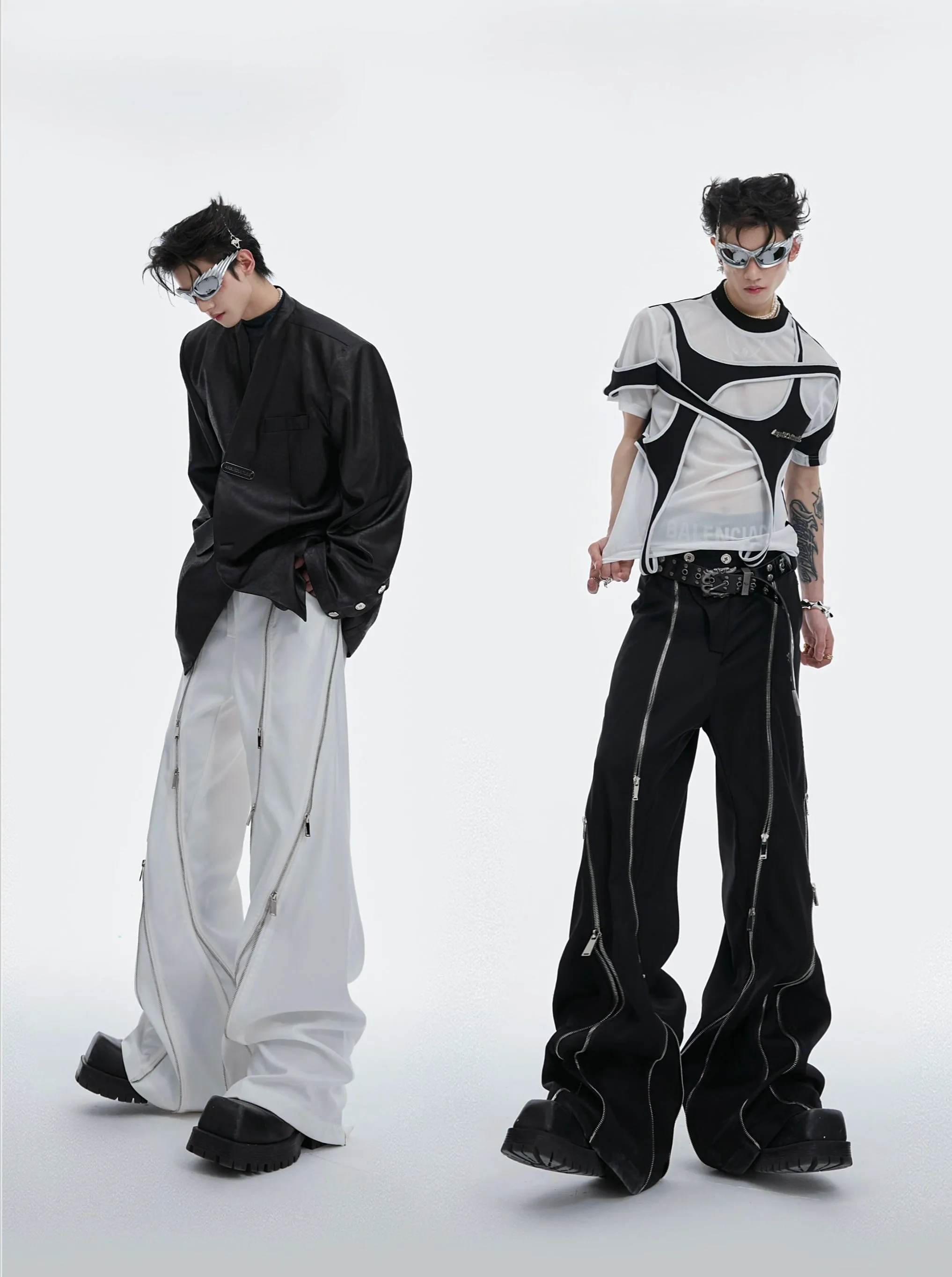 【24s July.】Pioneer Deconstructed Metal Zipper Tailored Pants