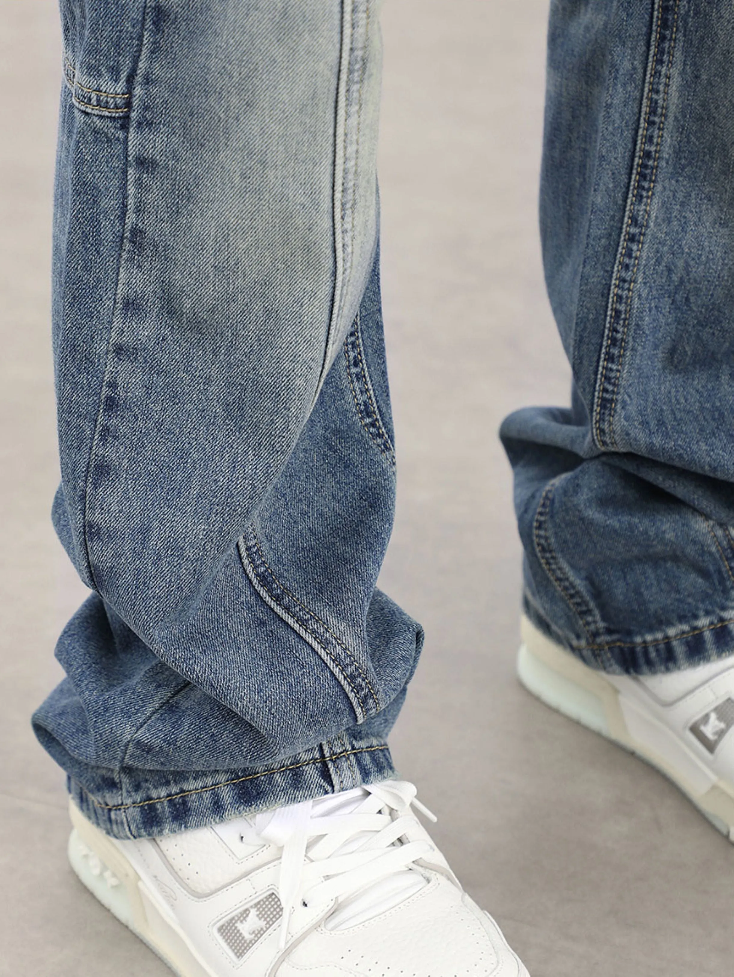 90's Front Seam Loose Fit Straight Leg Denim