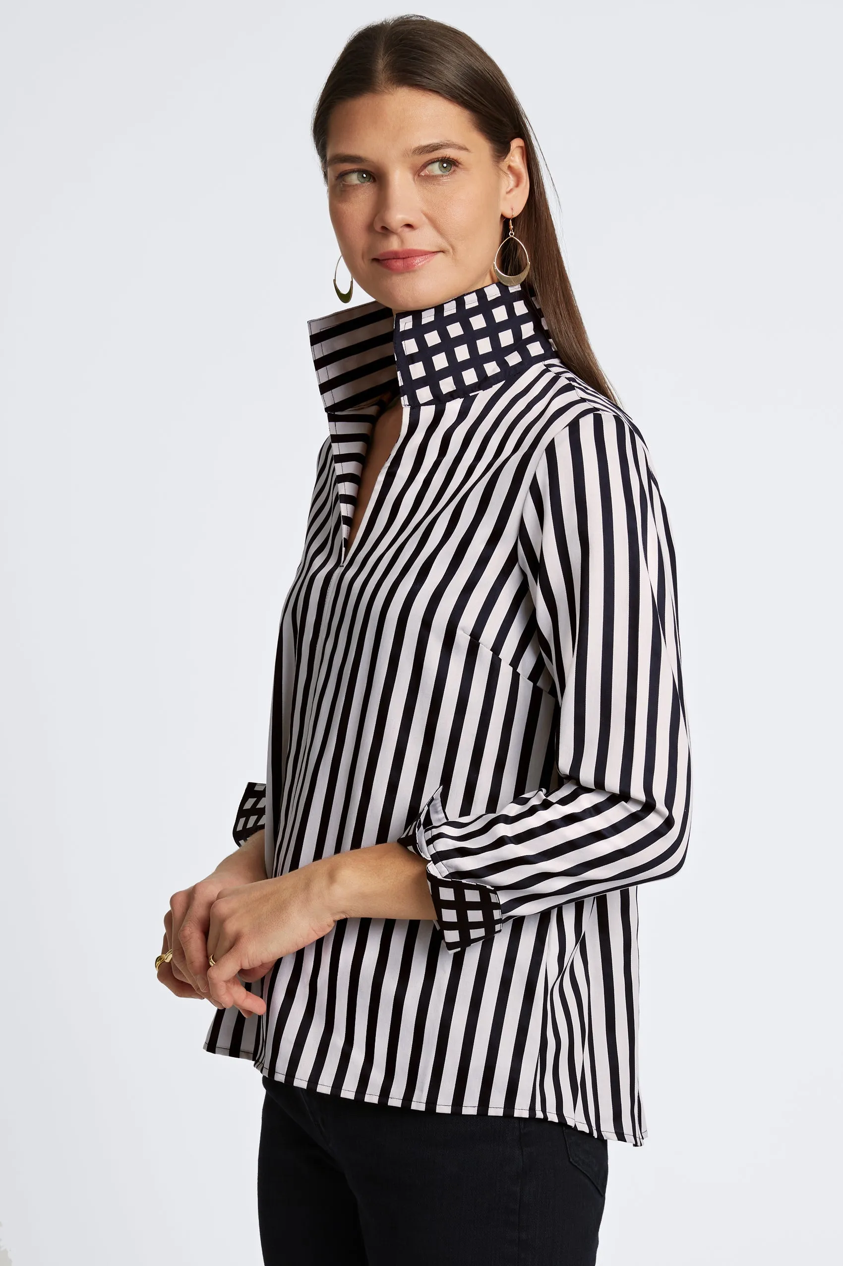 Agnes No Iron Stripe & Gingham Shirt