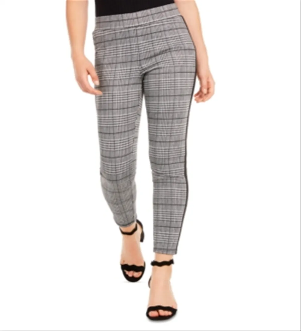 American Rag Junior's Side Stripe Plaid Skinny Ankle Pants Black