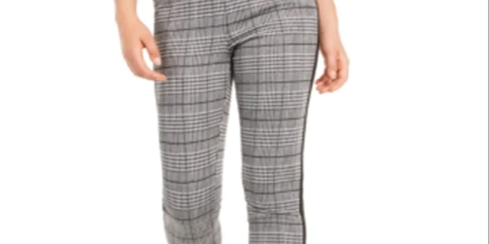 American Rag Junior's Side Stripe Plaid Skinny Ankle Pants Black