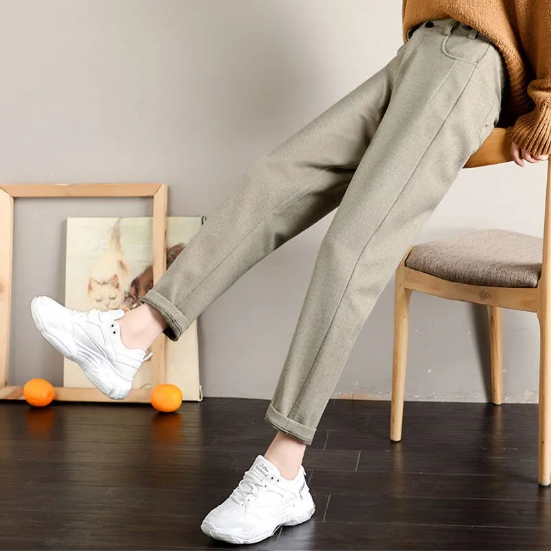 Ankle-Length Pants With Straight Cut And High Waist