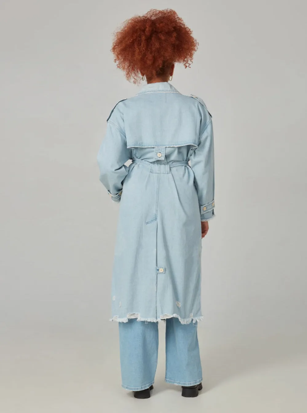 AVERY-BO Trench Coat - Blue Opal