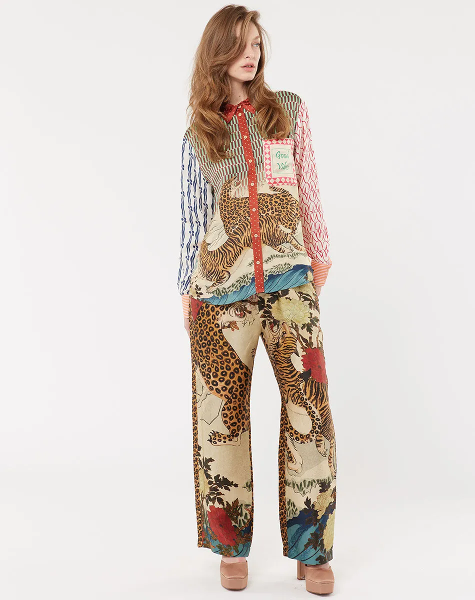 Bailey Straight Leg Oriental Printed Pants