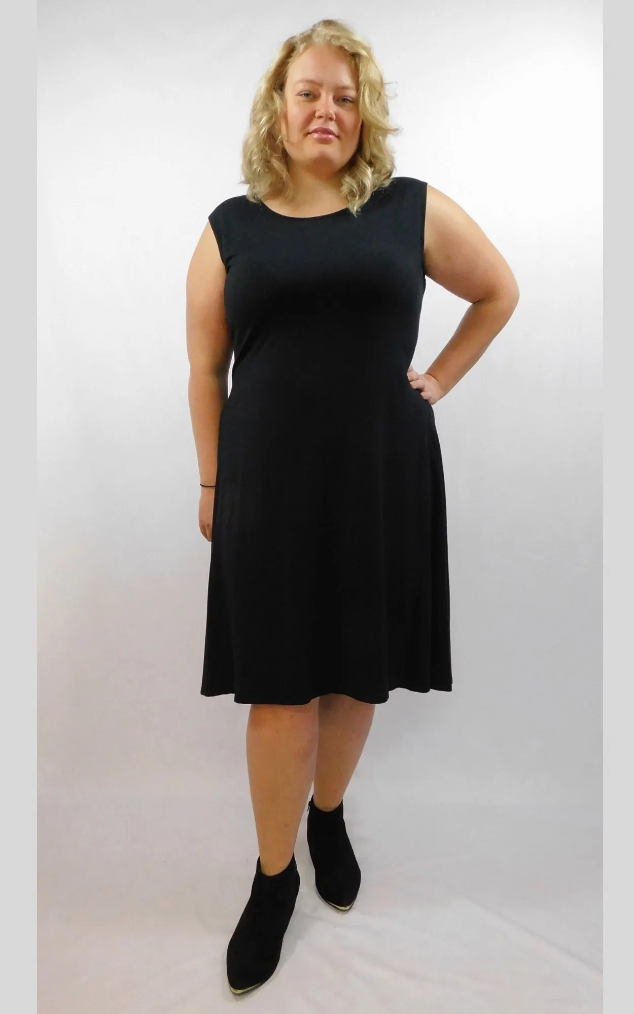 Bamboo Cotton Sleeveless Tank Dress - Black