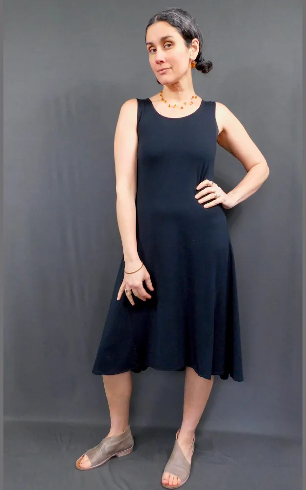 Bamboo Cotton Sleeveless Tank Dress - Black