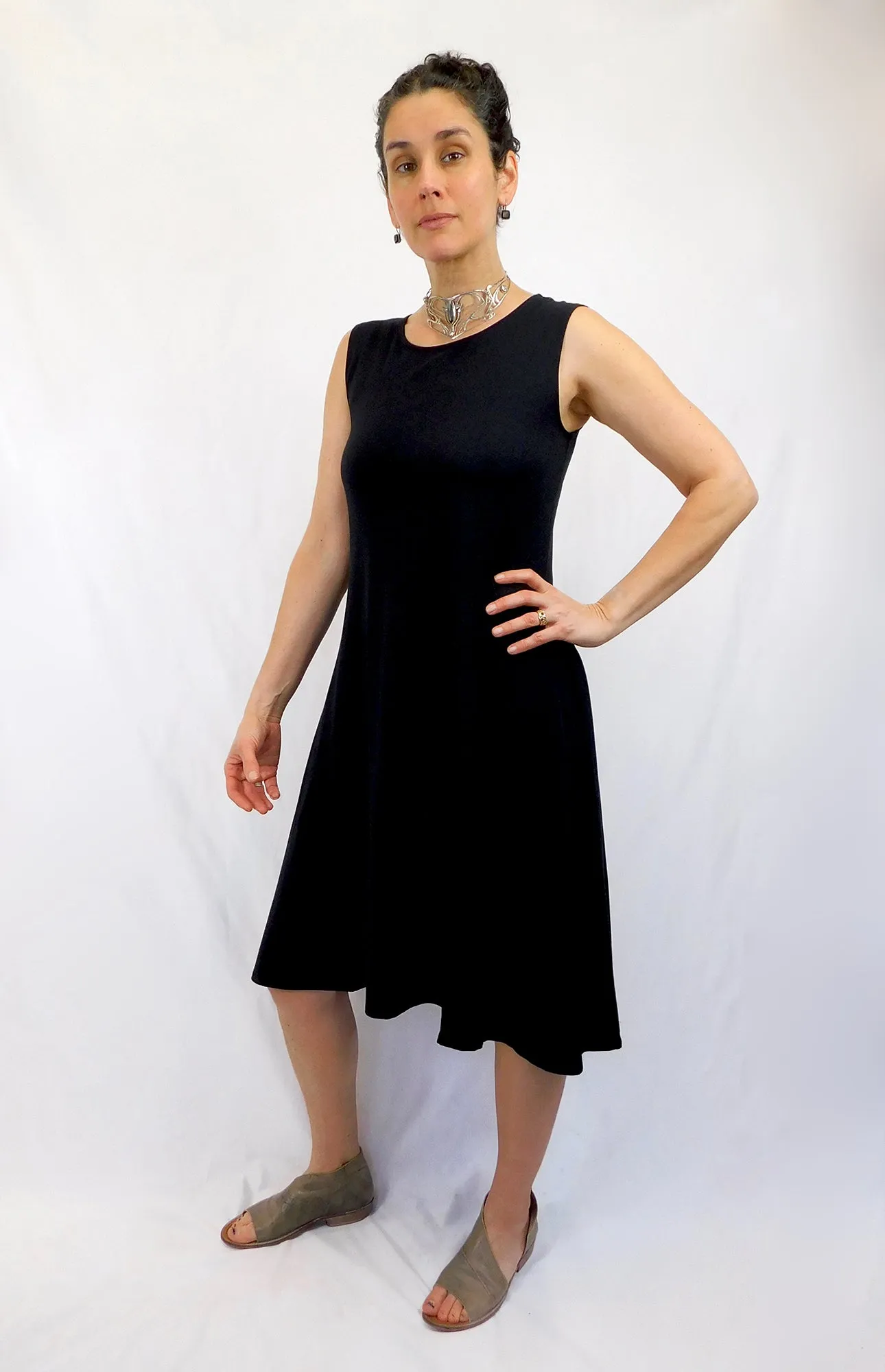 Bamboo Cotton Sleeveless Tank Dress - Black