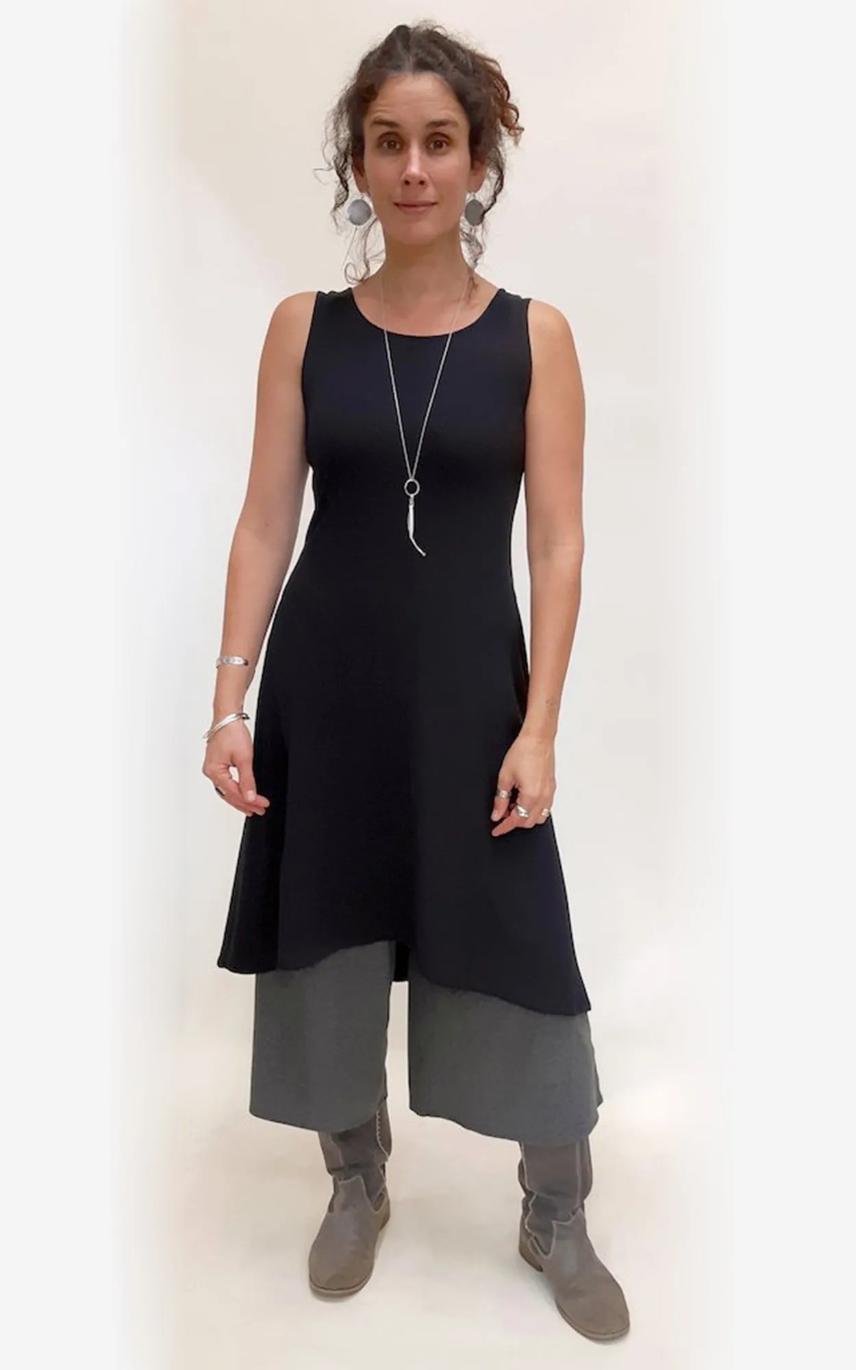 Bamboo Cotton Sleeveless Tank Dress - Black