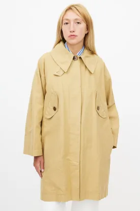 Beige Hooded Linen Trench Coat