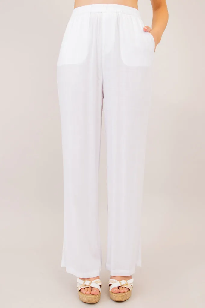 Bella Pant, White, Linen Bamboo