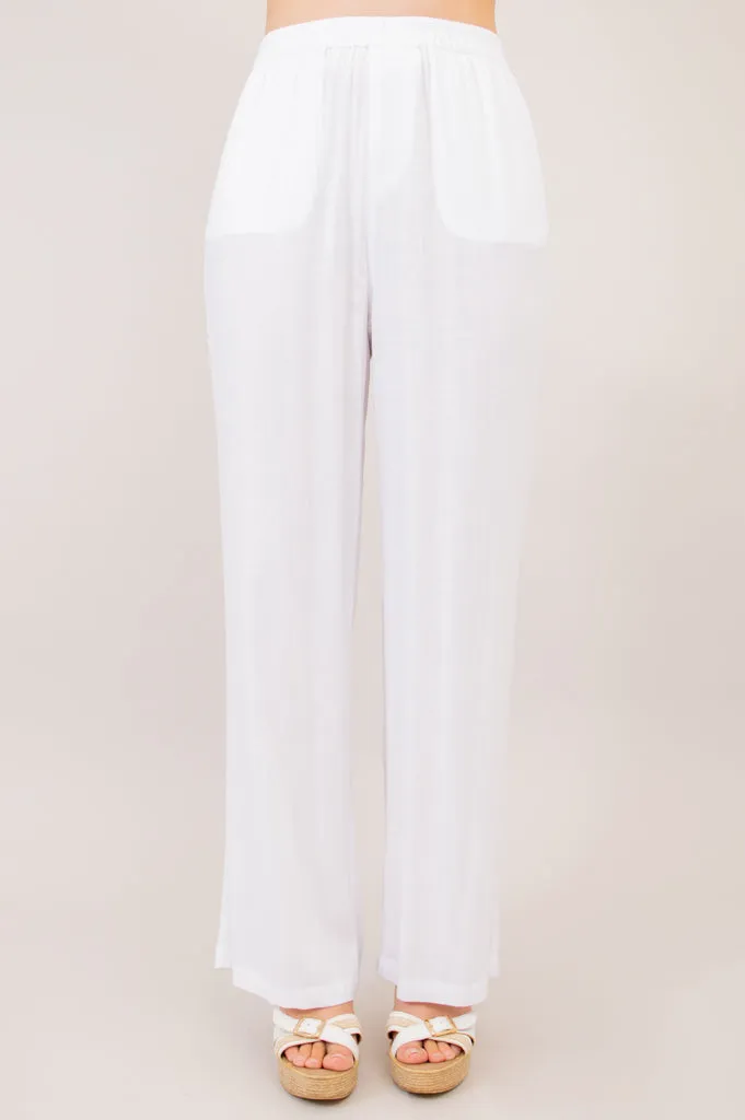 Bella Pant, White, Linen Bamboo