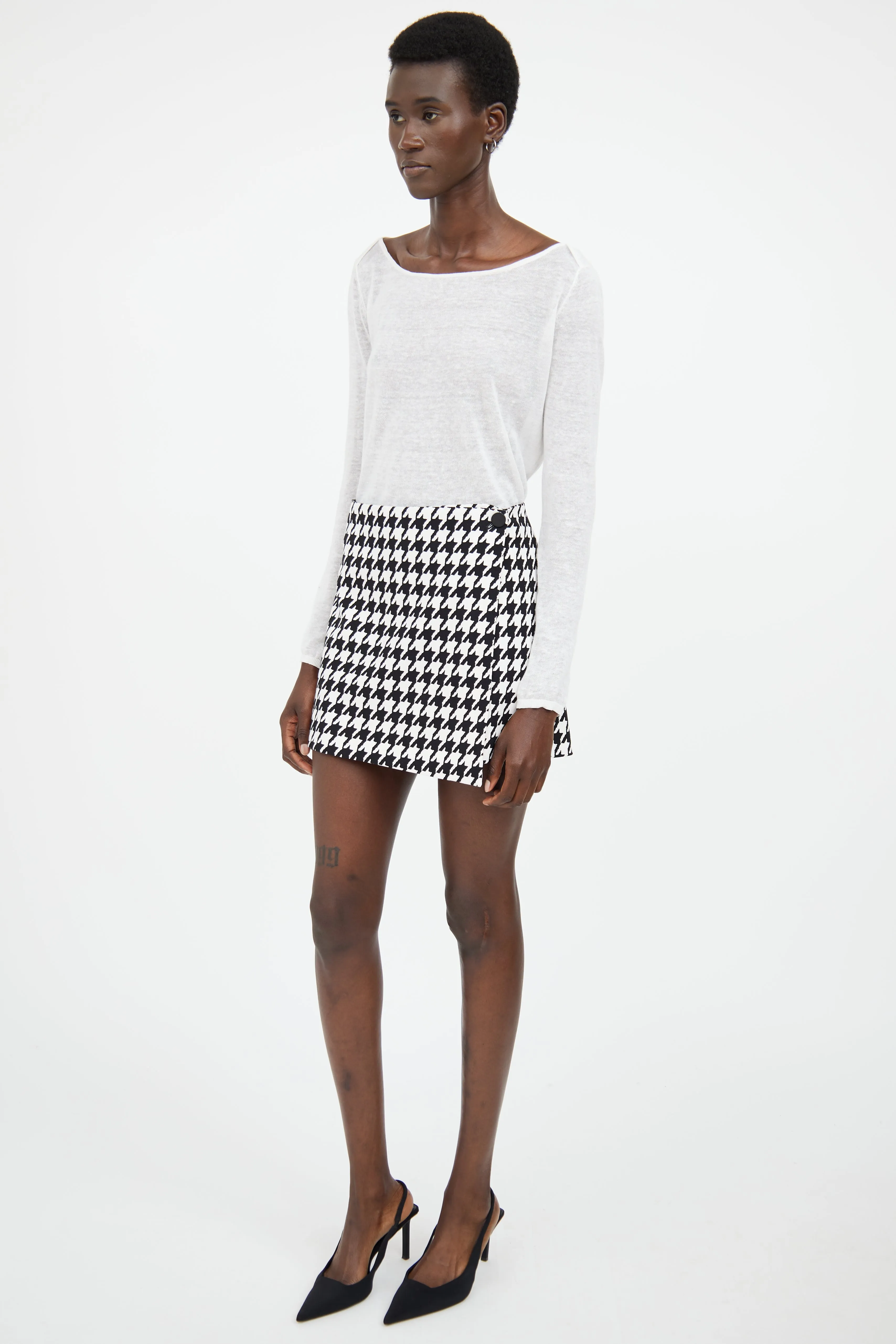 Black & White Reena Houndstooth Skirt