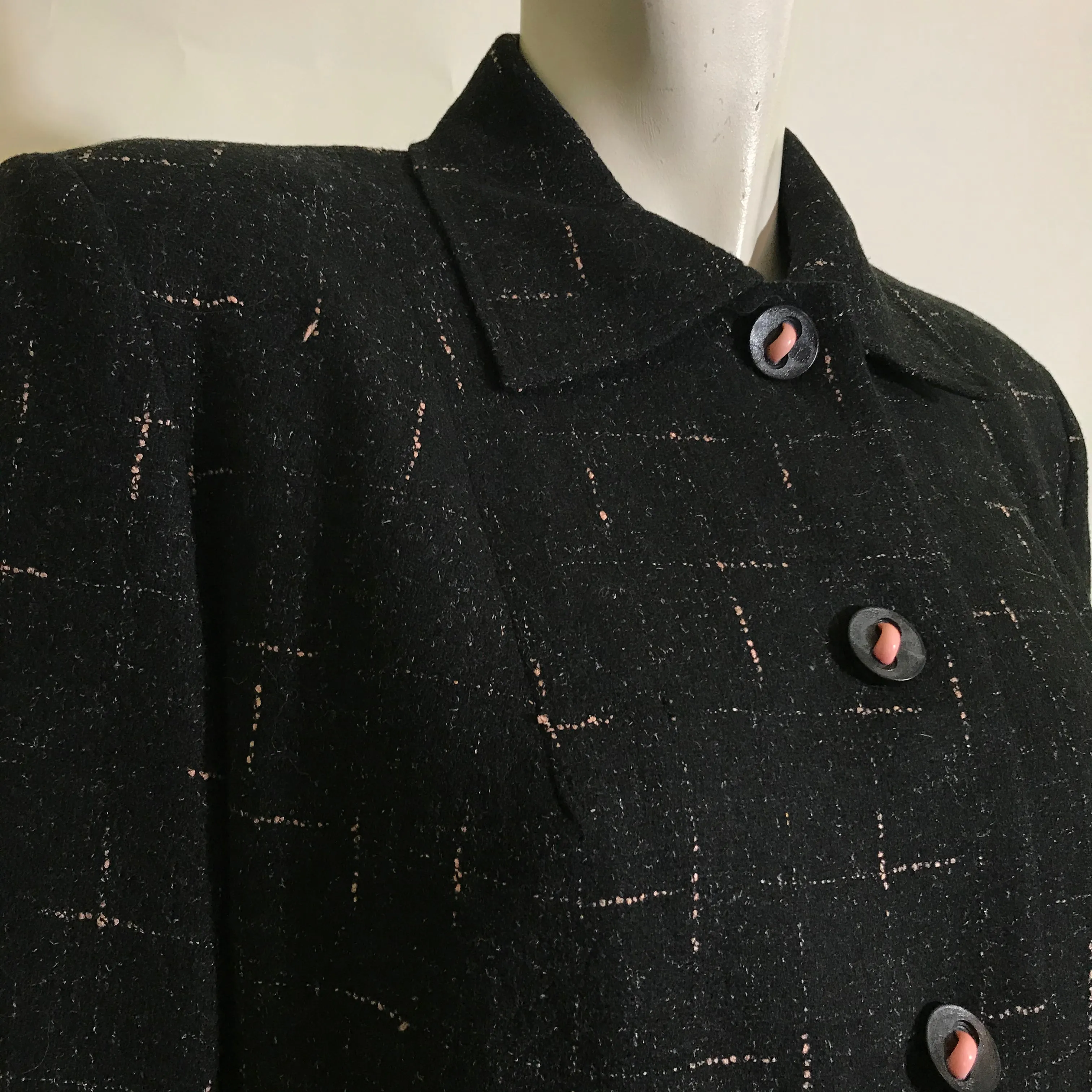 Black and Pink Flecked Cashmere Wool Suit circa 1940s