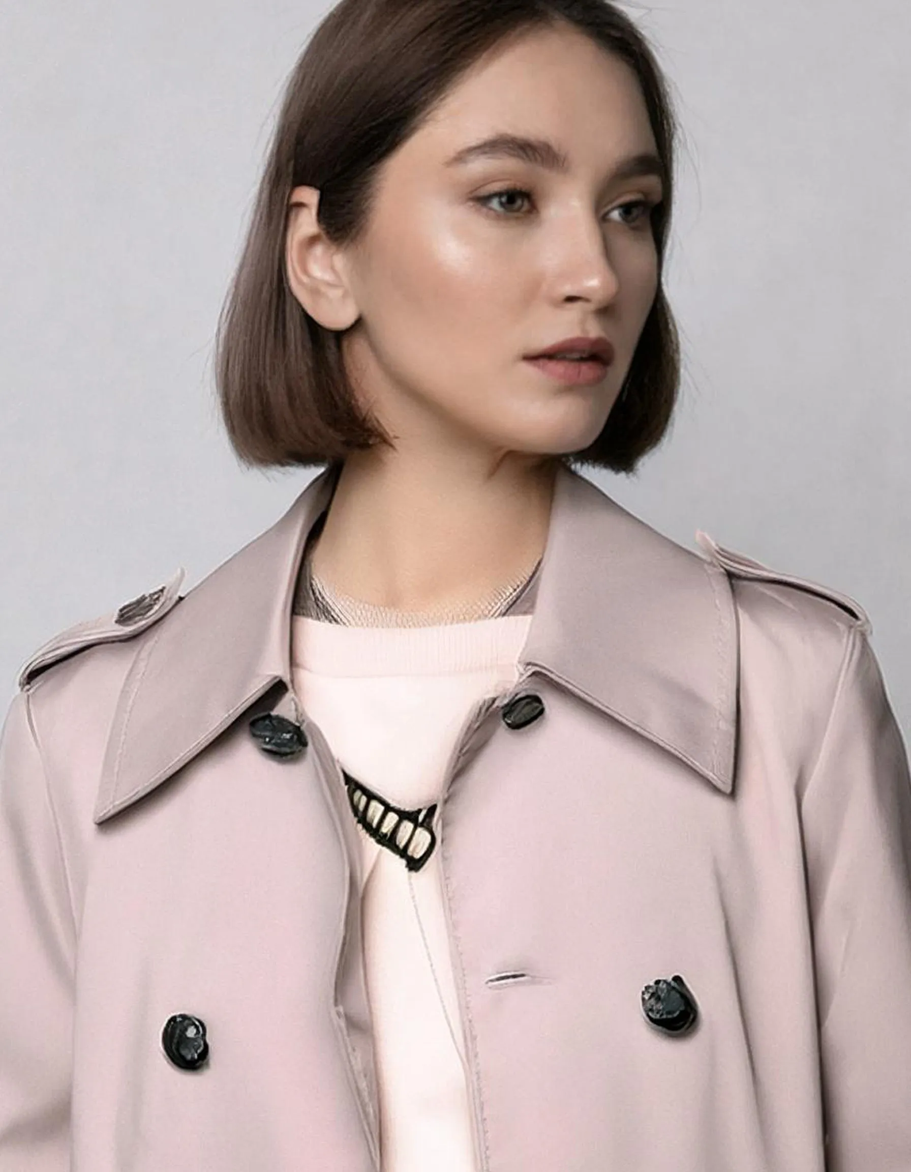 Blush Double-Breasted Trench Coats