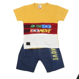 Boys Half Sleeves Short Suit 1201 - Mustard