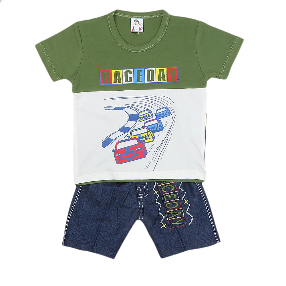 Boys Half Sleeves Short Suit 1207 - Green