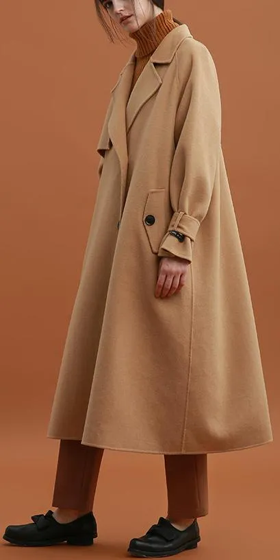 Camel Oversized Wool Trench Coat