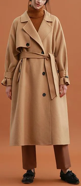 Camel Oversized Wool Trench Coat