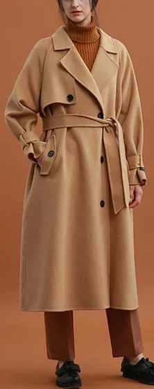 Camel Oversized Wool Trench Coat