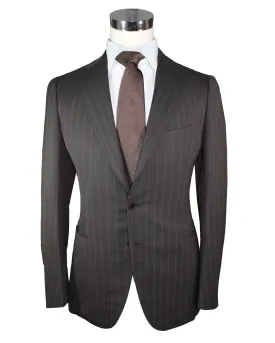 Cesare Attolini Suit Black Brown Stripes EU 54/ US 44