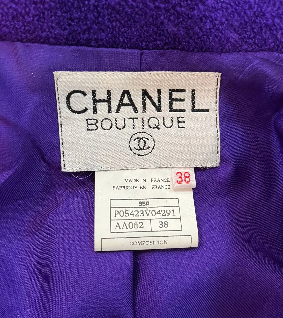 Chanel 2000s Purple Nubby Wool Skirt Suit