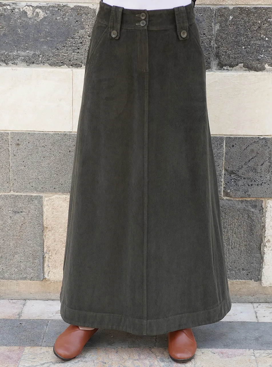 Corduroy A-Line Maxi Skirt