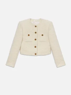 Cropped Button Front Jacket -- Ecru