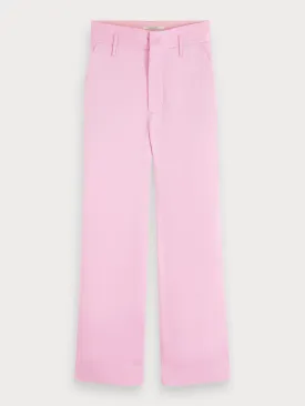 Cropped Pink Crepe Trousers in Pink Violet