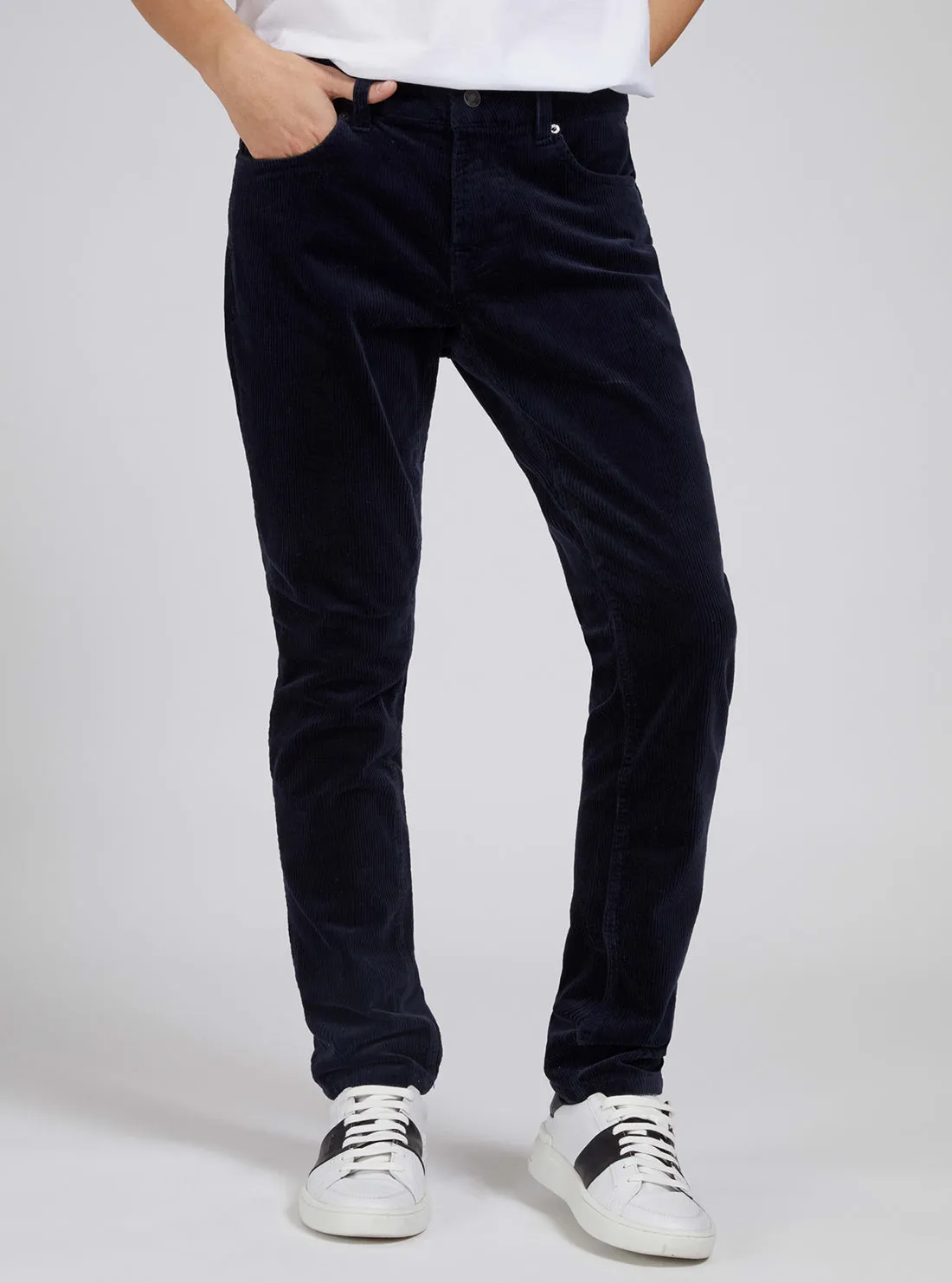 Deep Blue Crystal Cord Skinny Pants