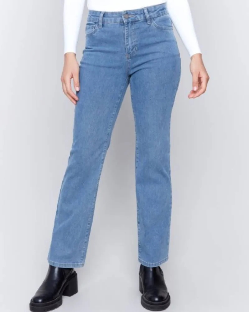 Denim Corduroy Straight Leg Pants