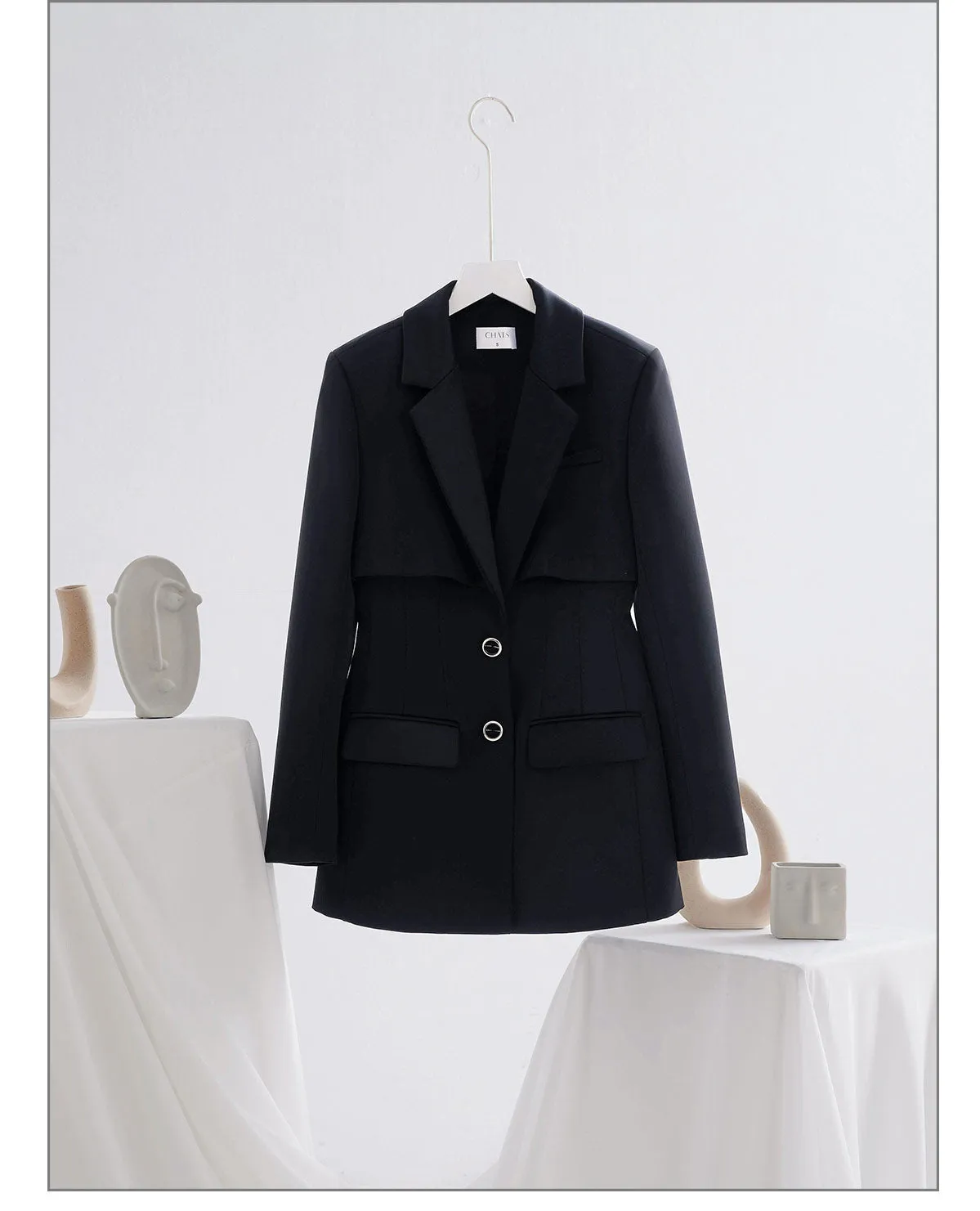 Designer tailored tiered faux double high end suit blazer  - Phedra