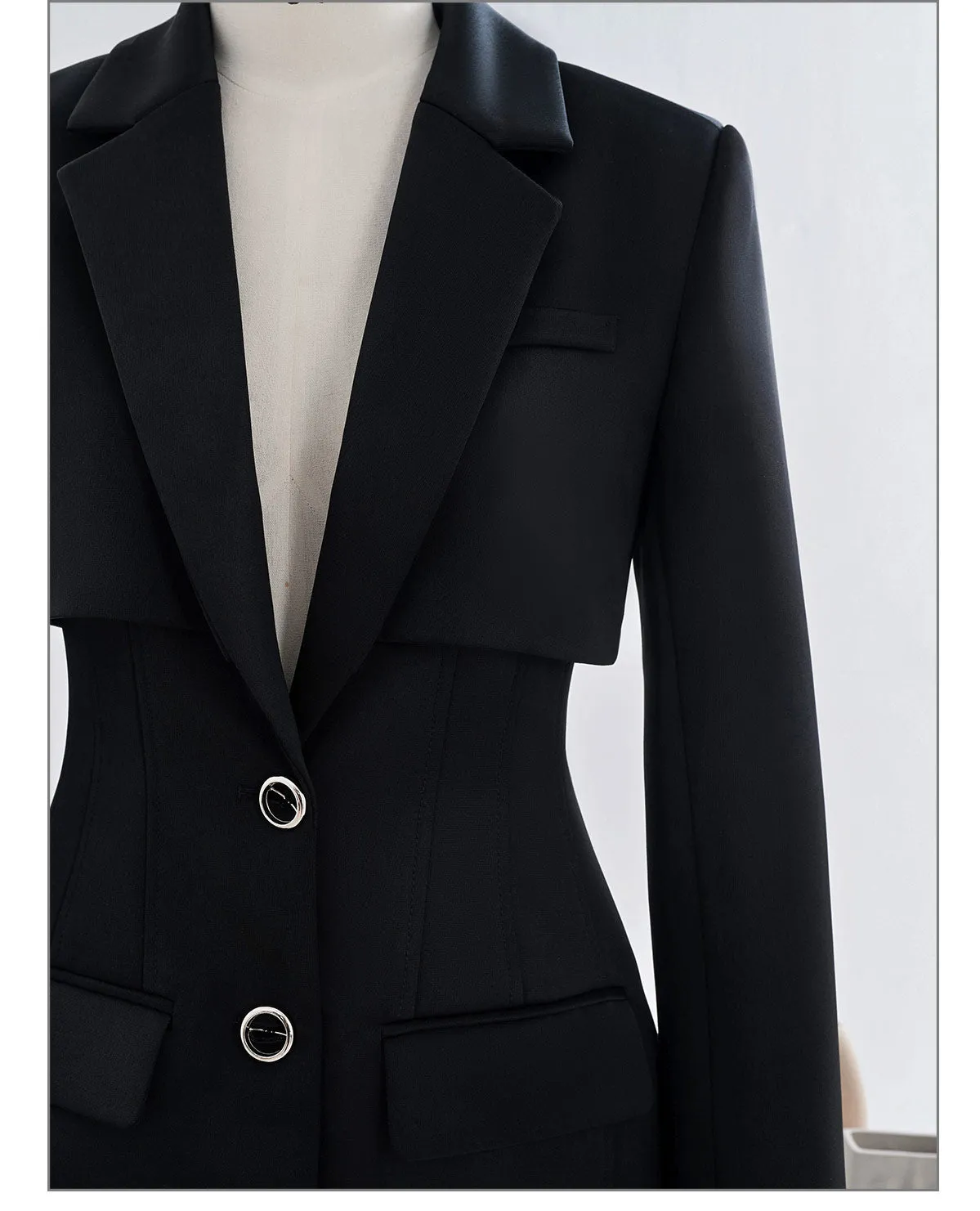 Designer tailored tiered faux double high end suit blazer  - Phedra