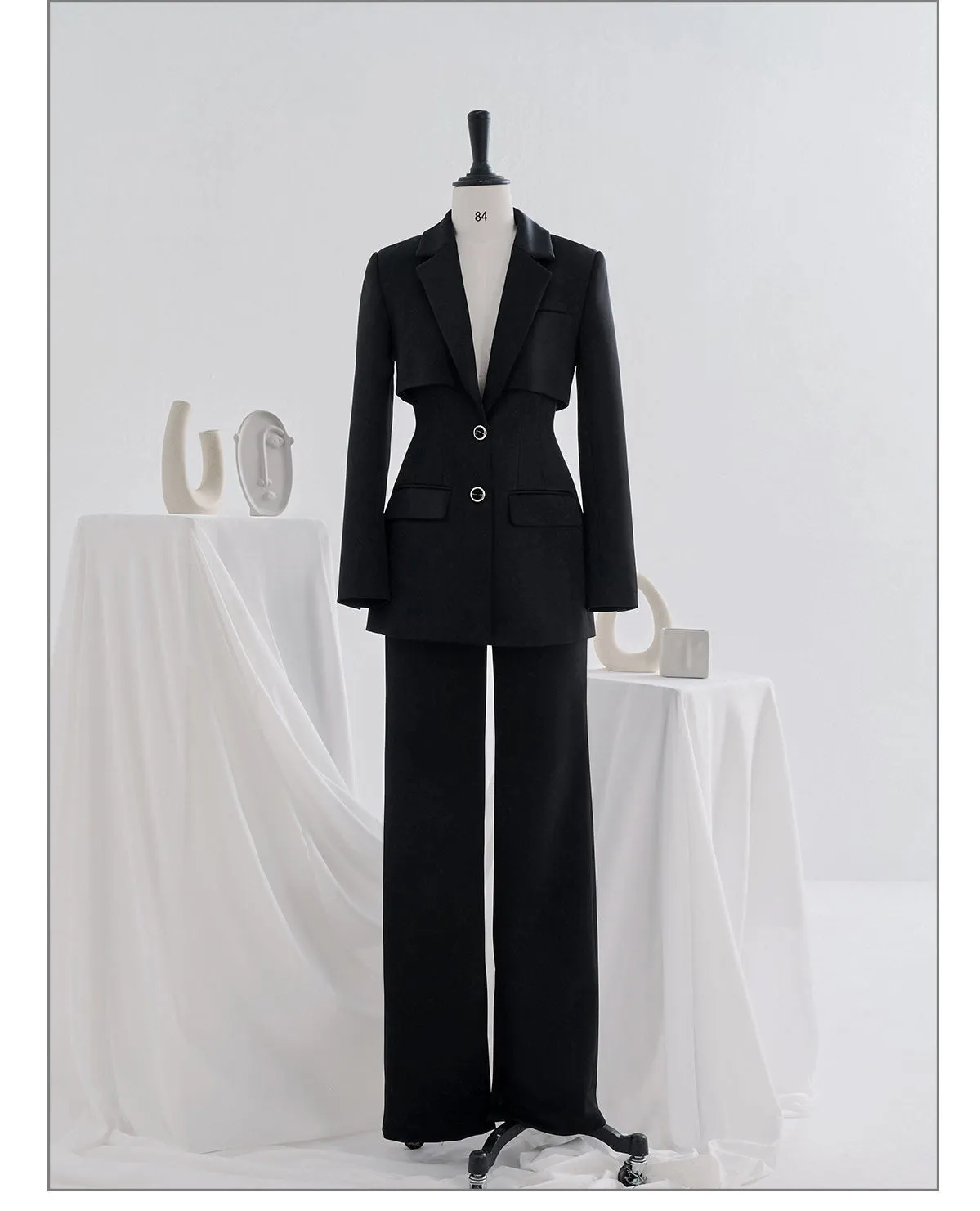 Designer tailored tiered faux double high end suit blazer  - Phedra