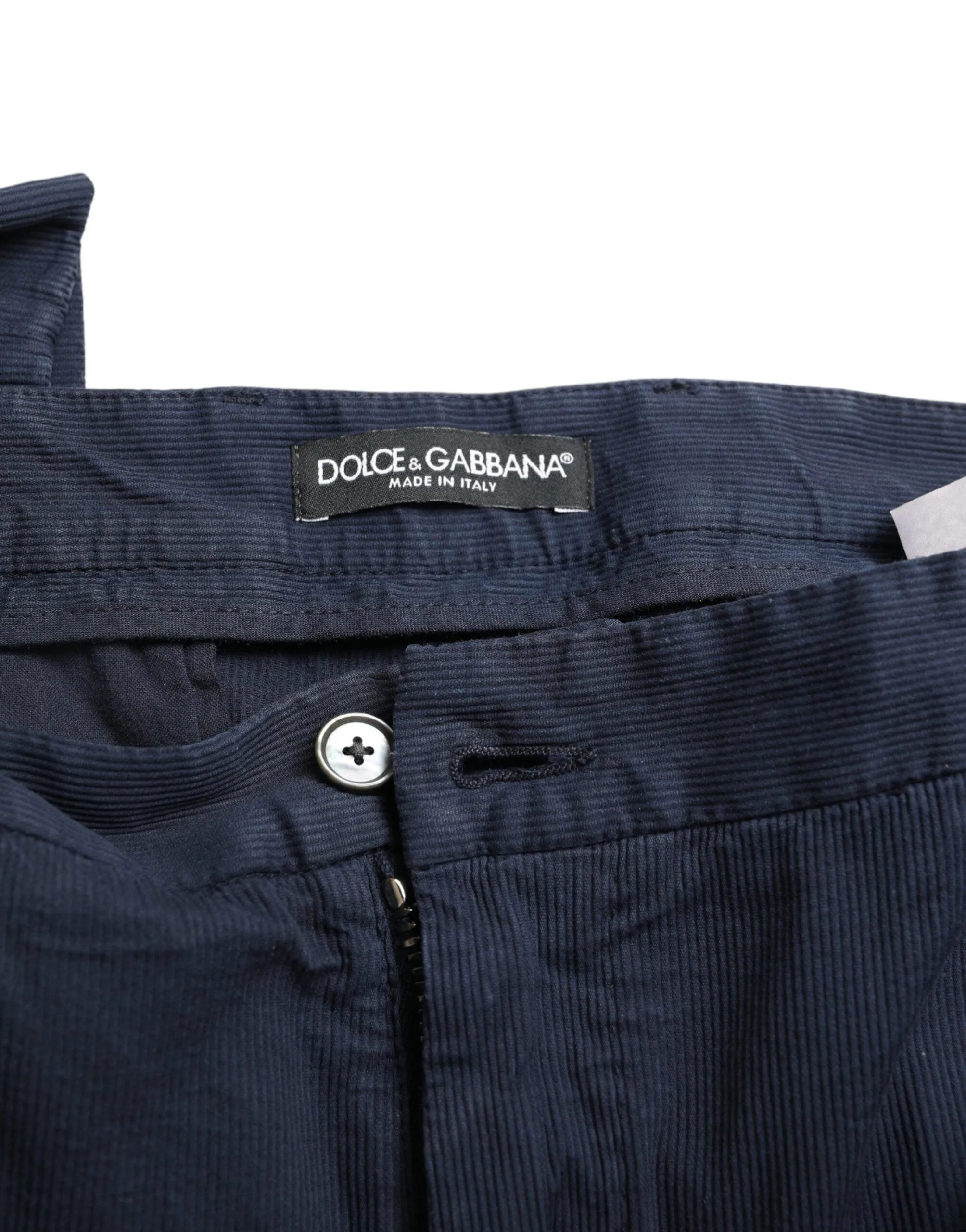 Dolce & Gabbana Dark Blue Cotton Stretch Slim Fit Pants