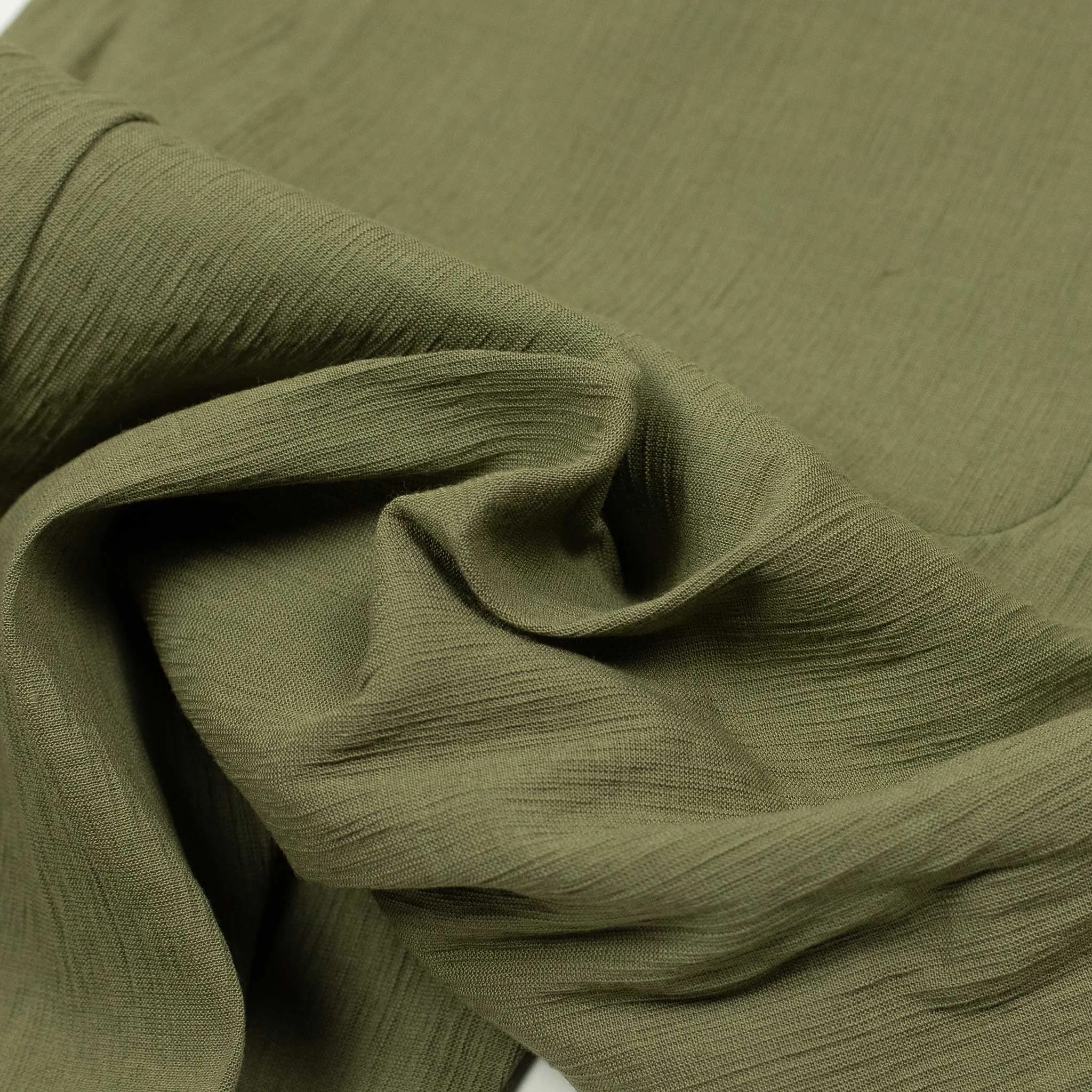 Drawstring easy pants in light olive Italian linen and rayon fabric