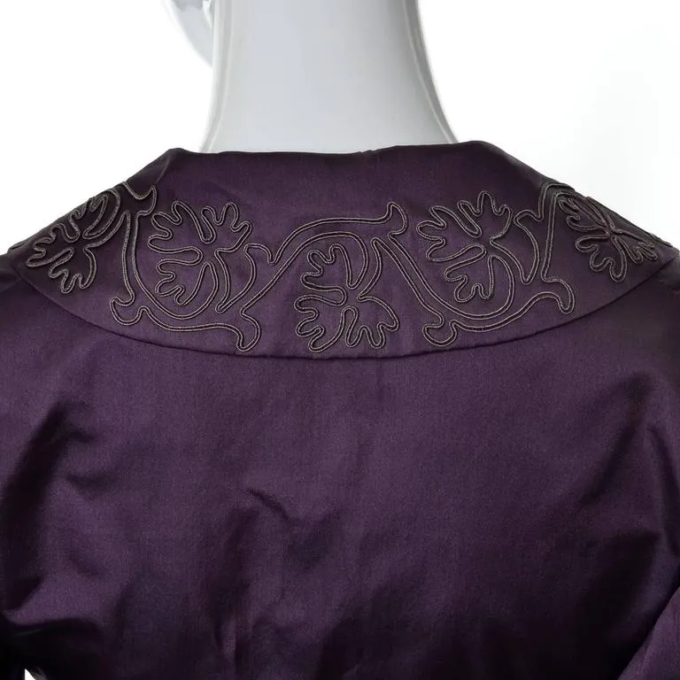 Edwardian Skirt & Jacket Walking Suit Soutache Trim Purple Silk Vintage Ensemble