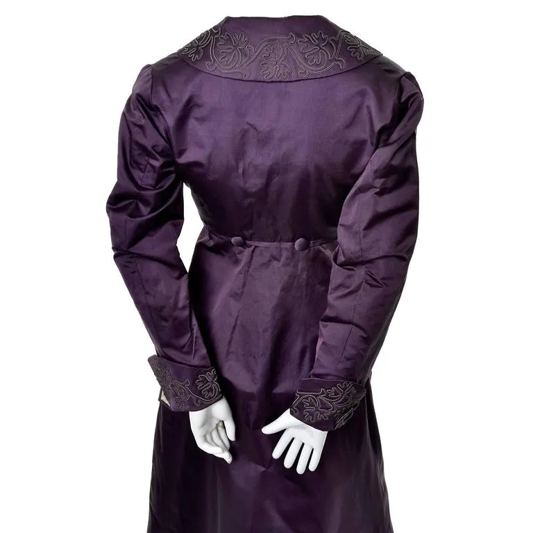 Edwardian Skirt & Jacket Walking Suit Soutache Trim Purple Silk Vintage Ensemble