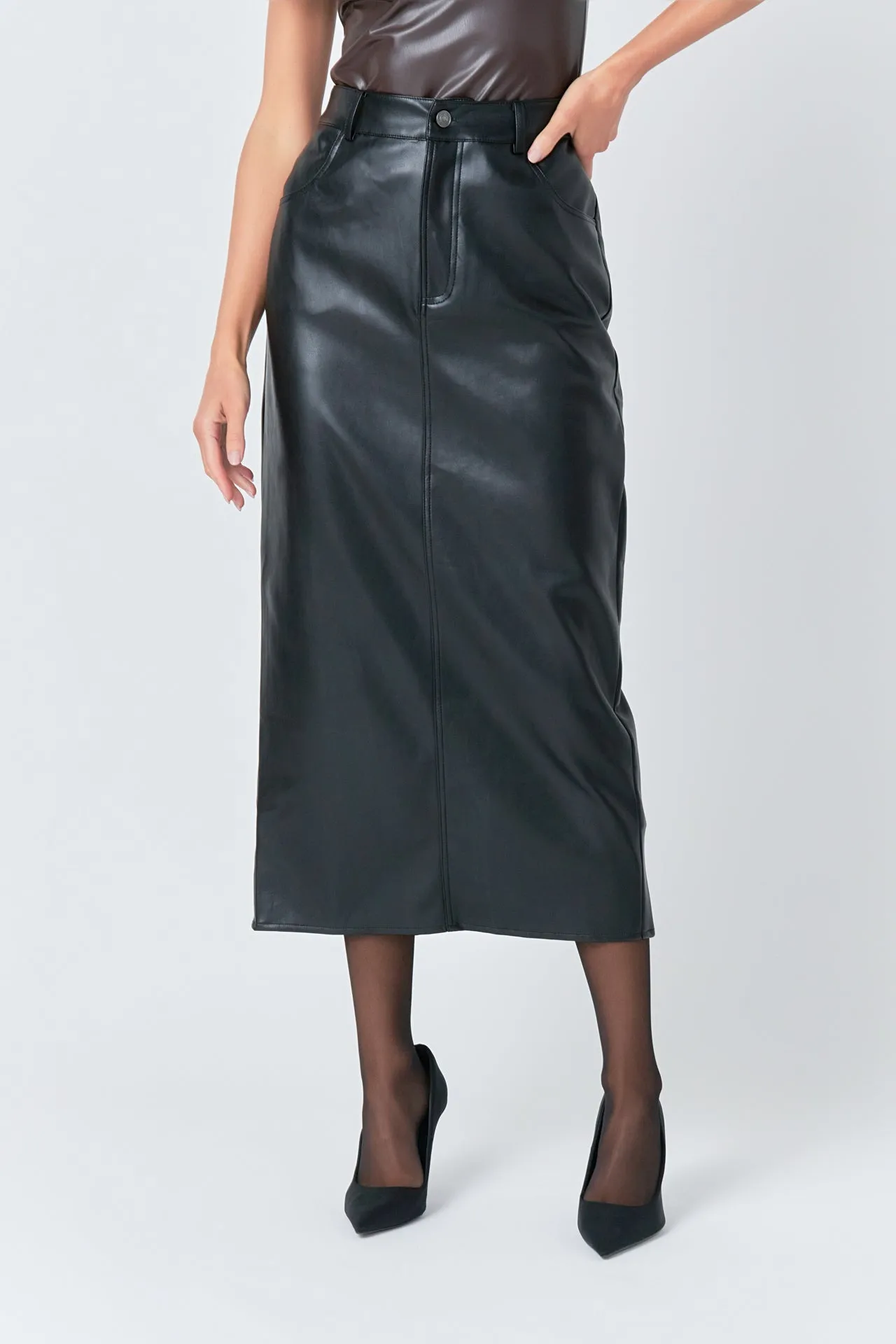 Faux Leather Maxi Skirt