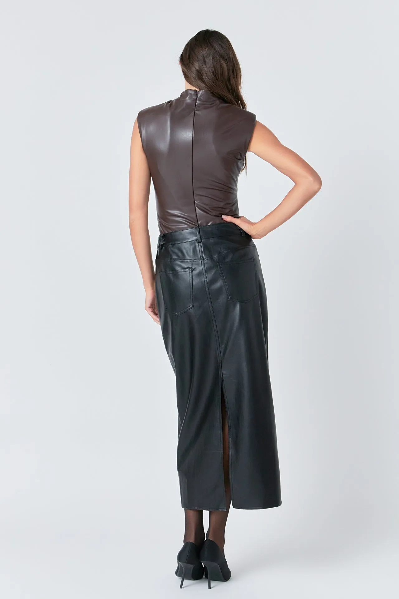 Faux Leather Maxi Skirt