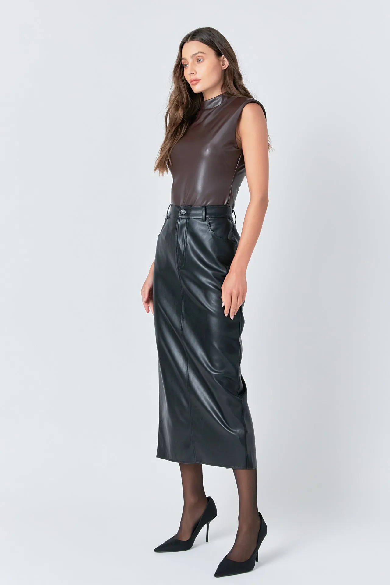 Faux Leather Maxi Skirt