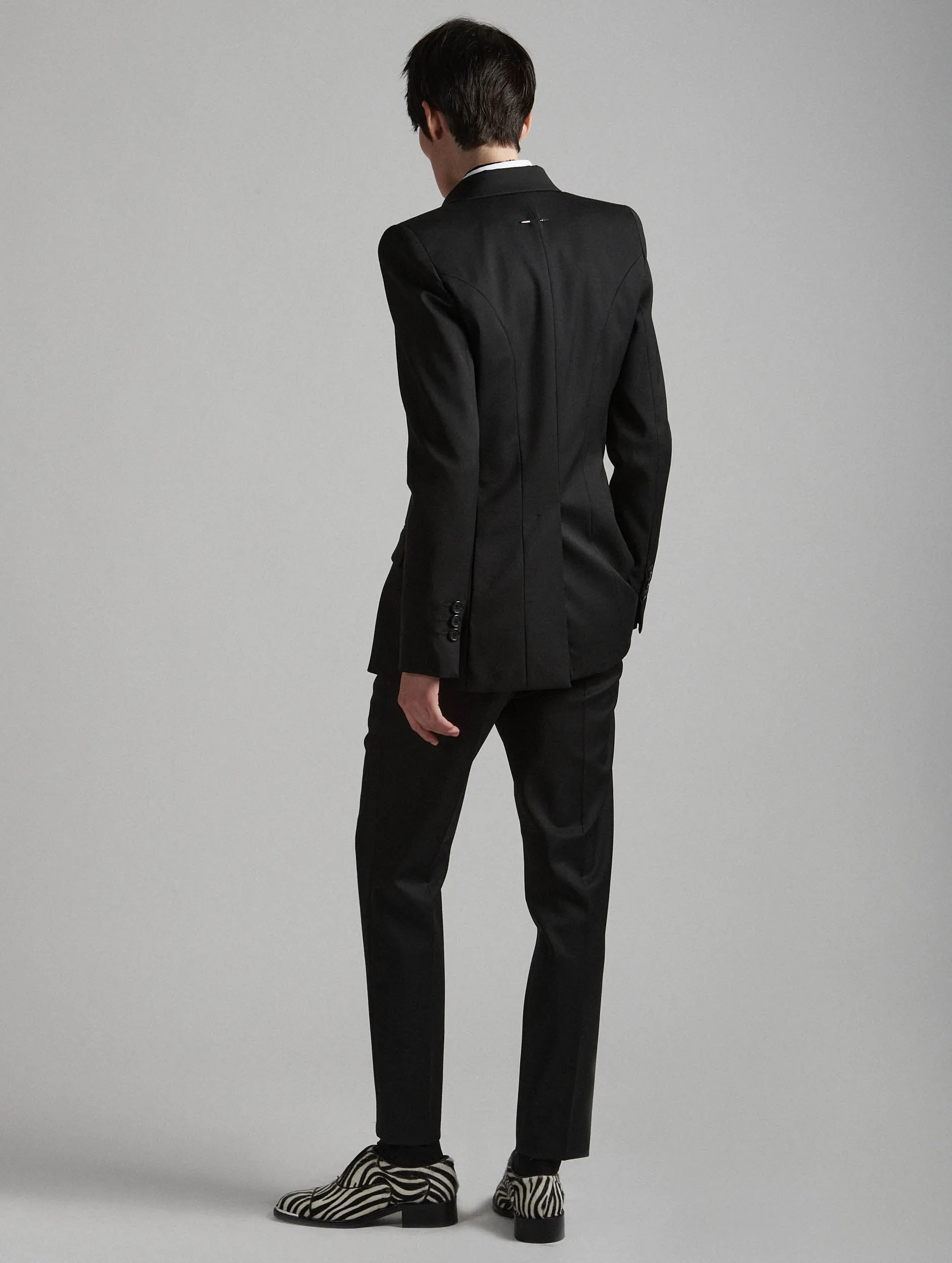 Fitted jacket in black stretch wool gabardine