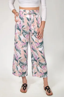 Floral Wide Leg  Crop Trousers