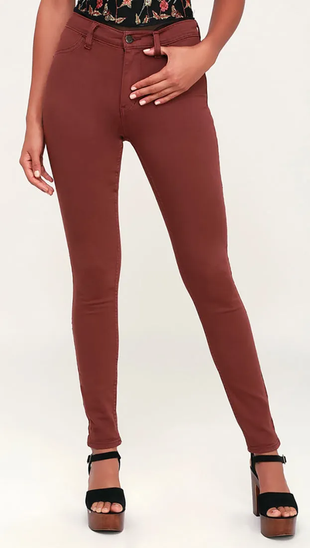 Free People Long And Lean Jegging Red Mocha