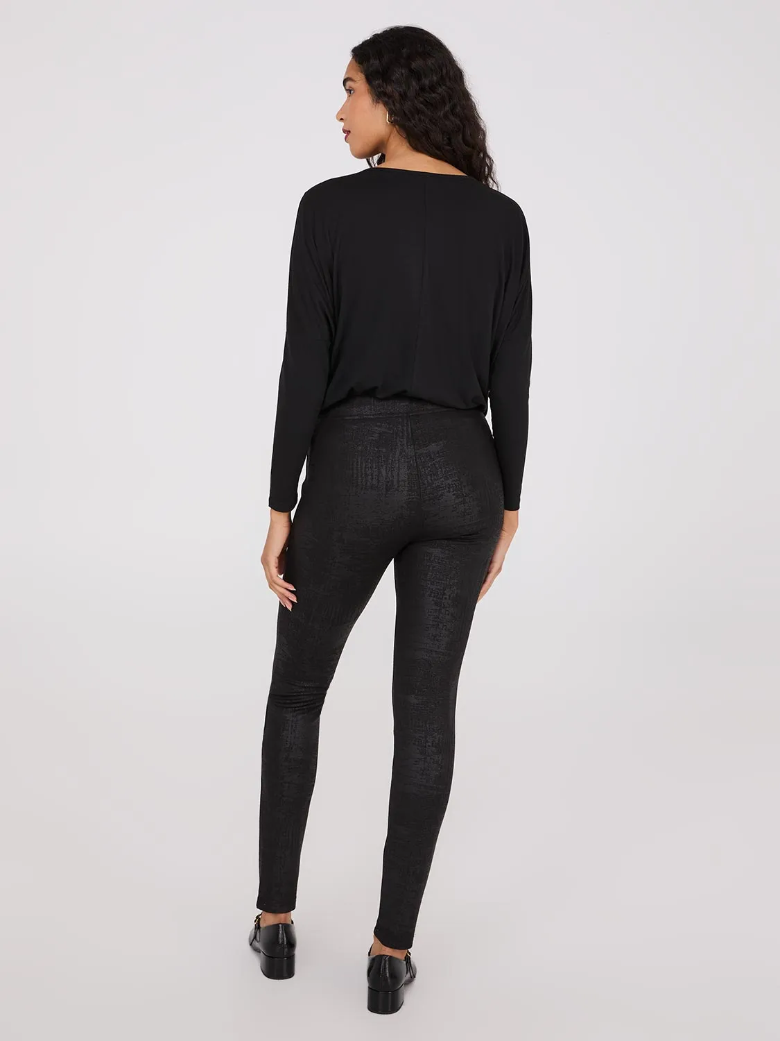 Front Seam Faux Leather Coated Pants