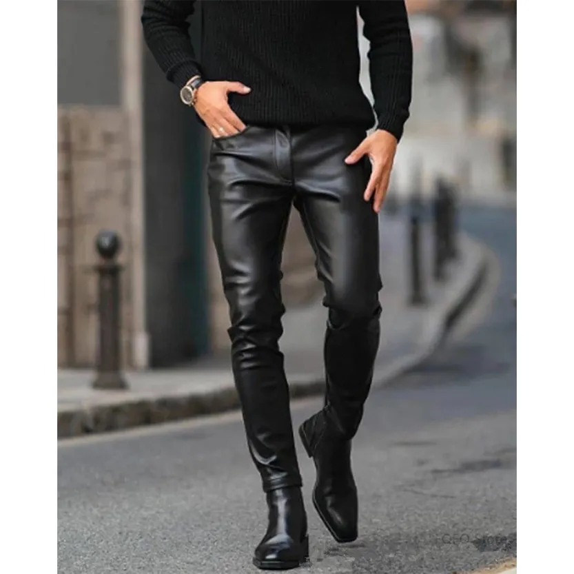 Funki Buys | Pants | Men's Faux Leather Fashion Biker Pants