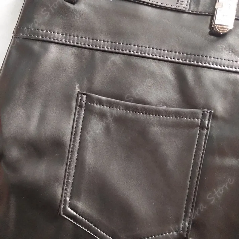 Funki Buys | Pants | Men's Faux Leather Fashion Biker Pants