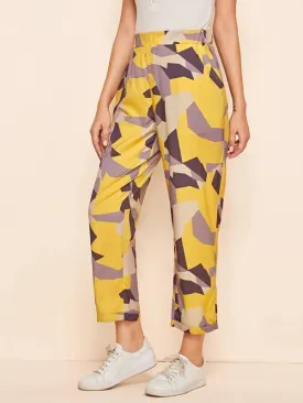 Geo Print Straight Leg Pants